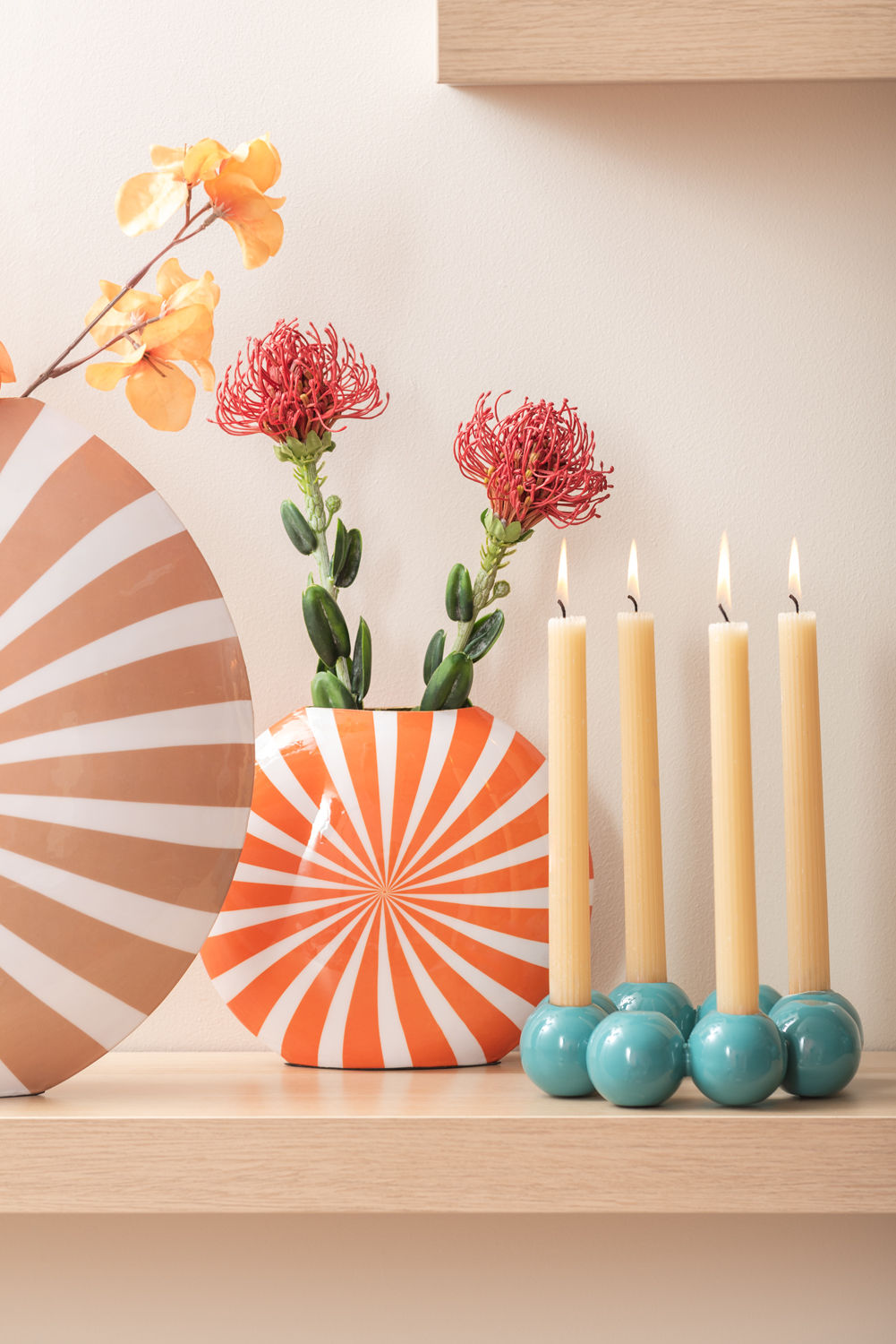 nutid Vase Candy Swirl stor emalje lys orange & hvid