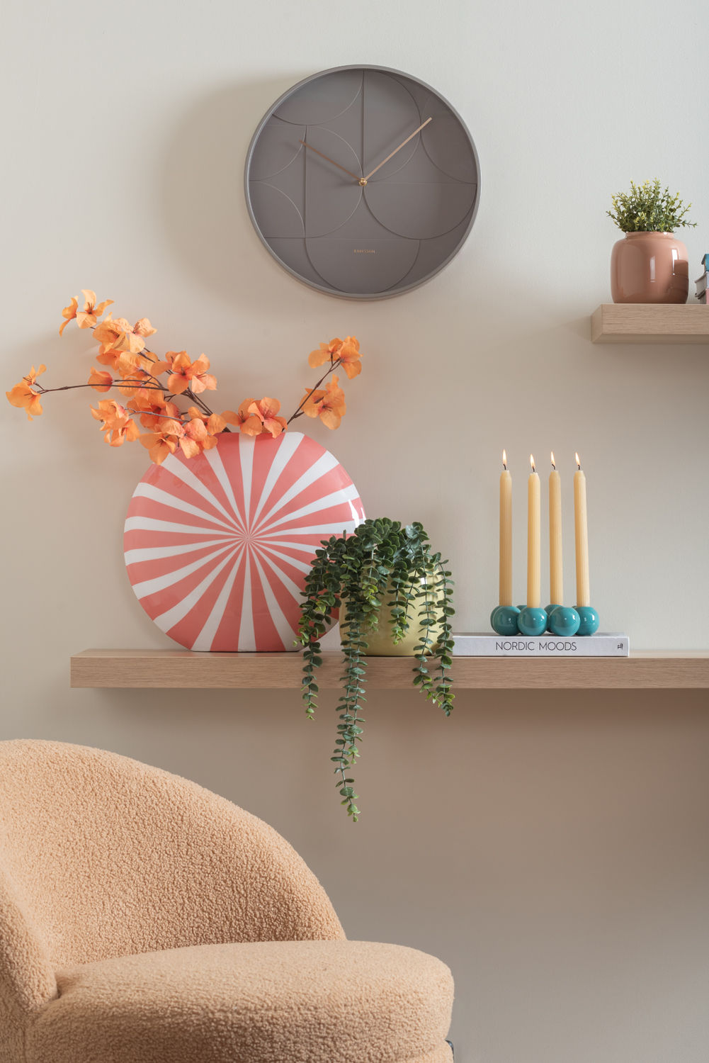 nutid Vase Candy Swirl stor emalje flamingo pink & hvid