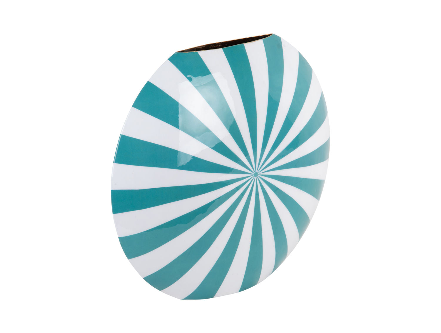 nutid Vase Candy Swirl stor emalje turkis blå & hvid
