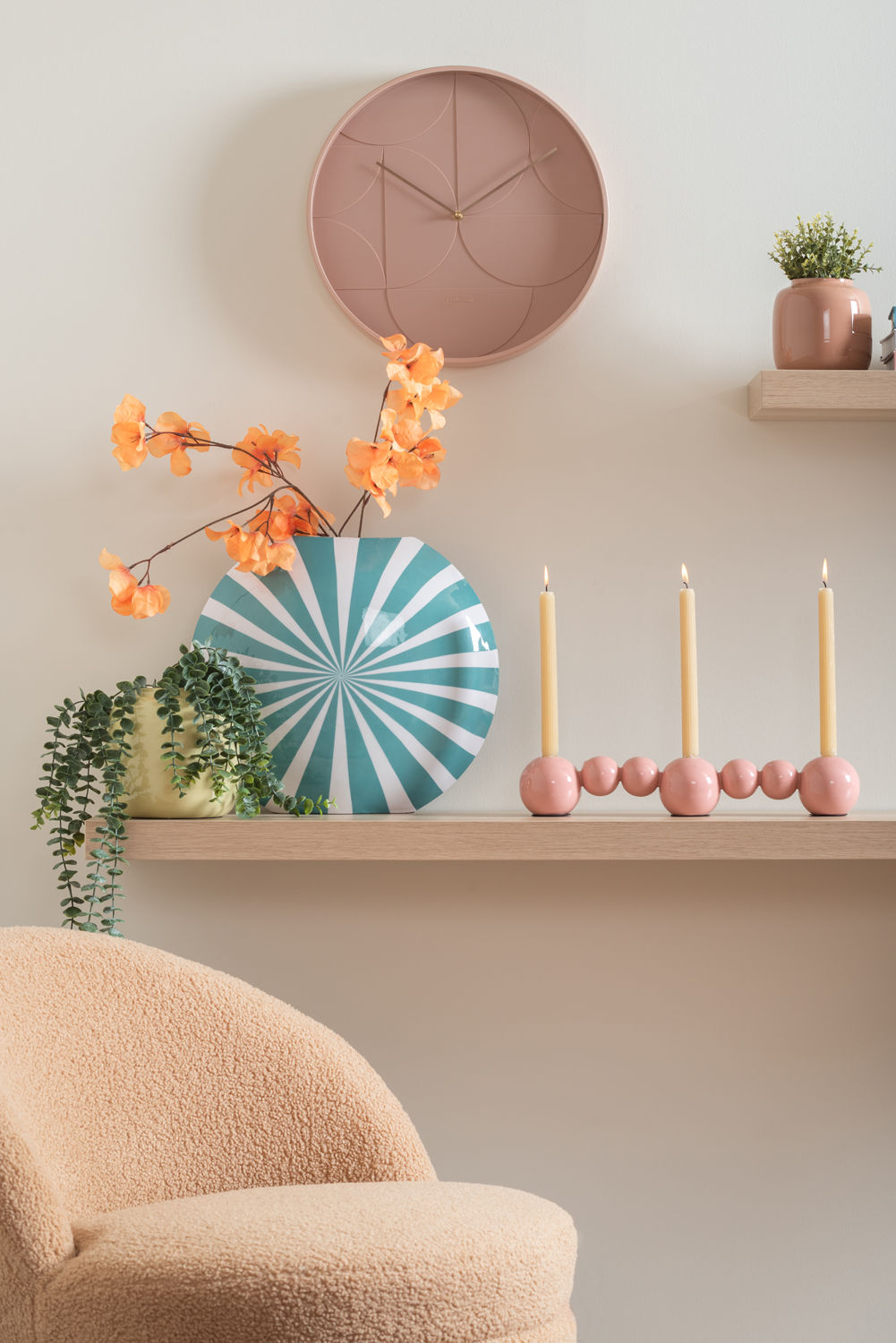 nutid Vase Candy Swirl stor emalje turkis blå & hvid