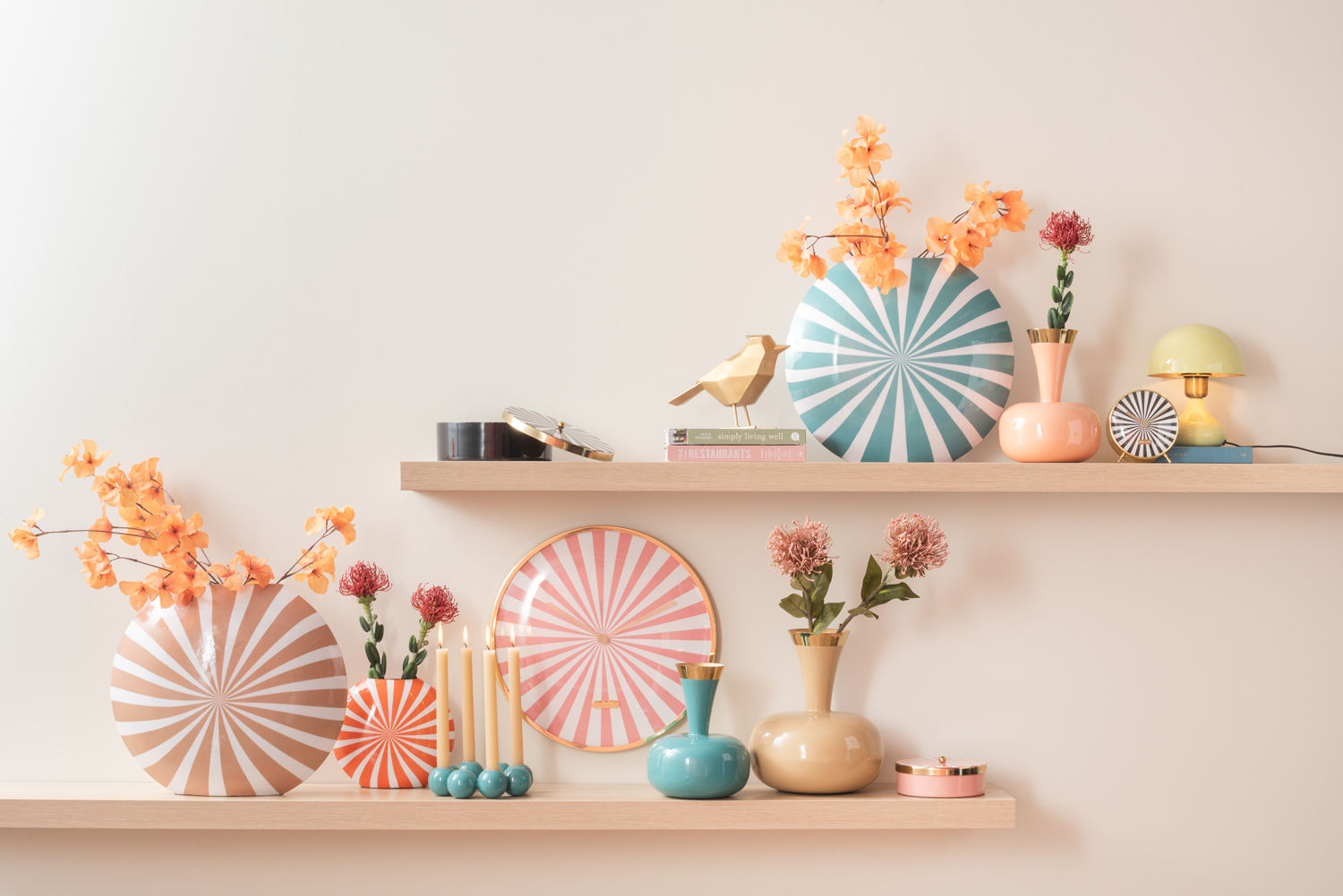 nutid Vase Candy Swirl stor emalje turkis blå & hvid