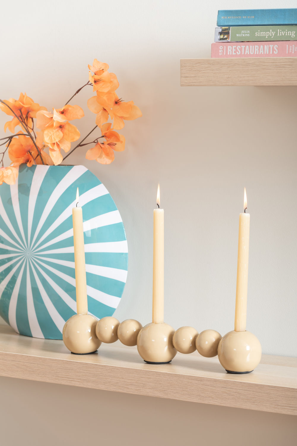 nutid Vase Candy Swirl stor emalje turkis blå & hvid