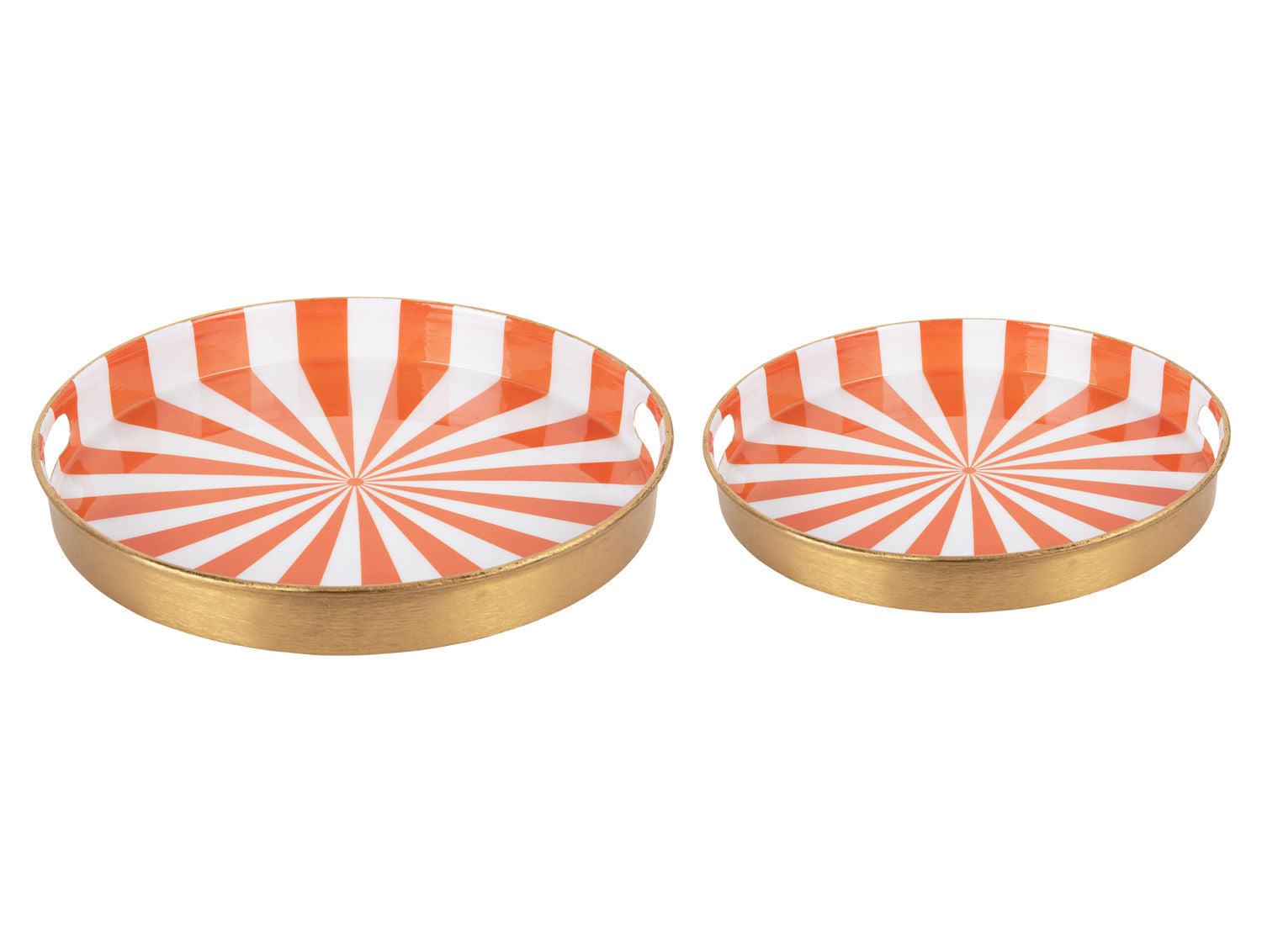 nutid Bakkesæt Candy Swirl emalje lys orange & hvid, Sæt med 2 stk