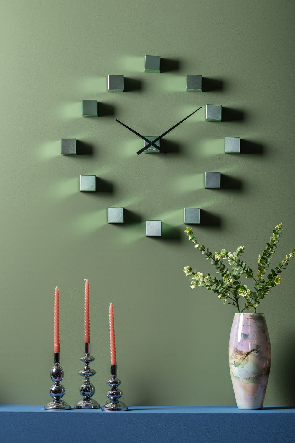 Karlsson Vægur DIY Cubic metallic grøn