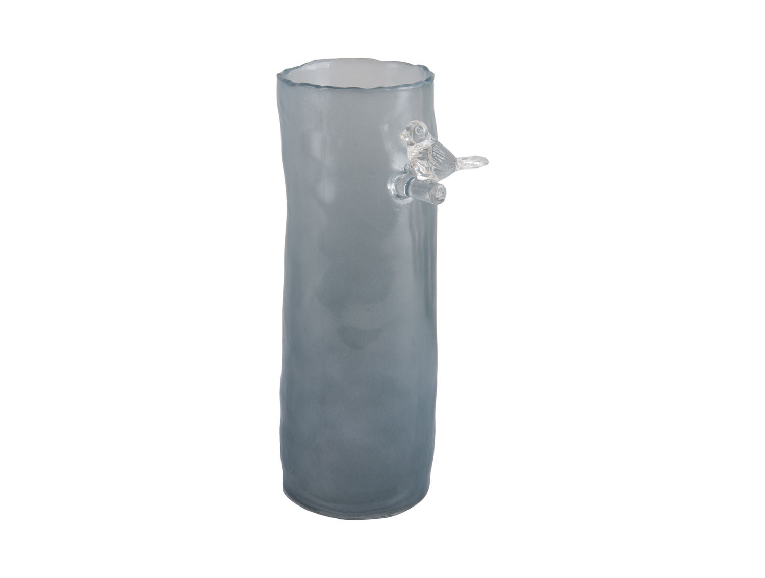 present time Vase Bird On Branch large misty blue