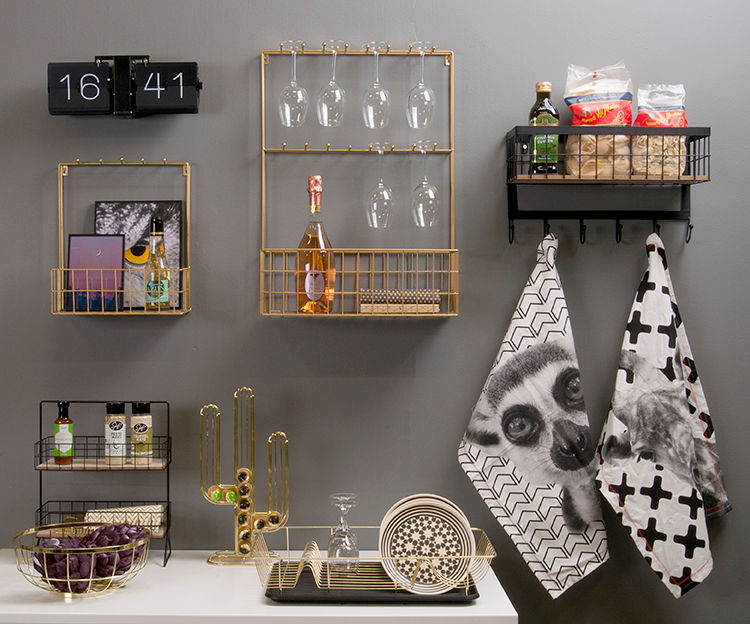 nutid Frugtkurv Open Grid metal guld