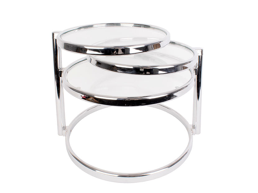 Leitmotiv Bord dobbelt drejeligt glas m stål krom