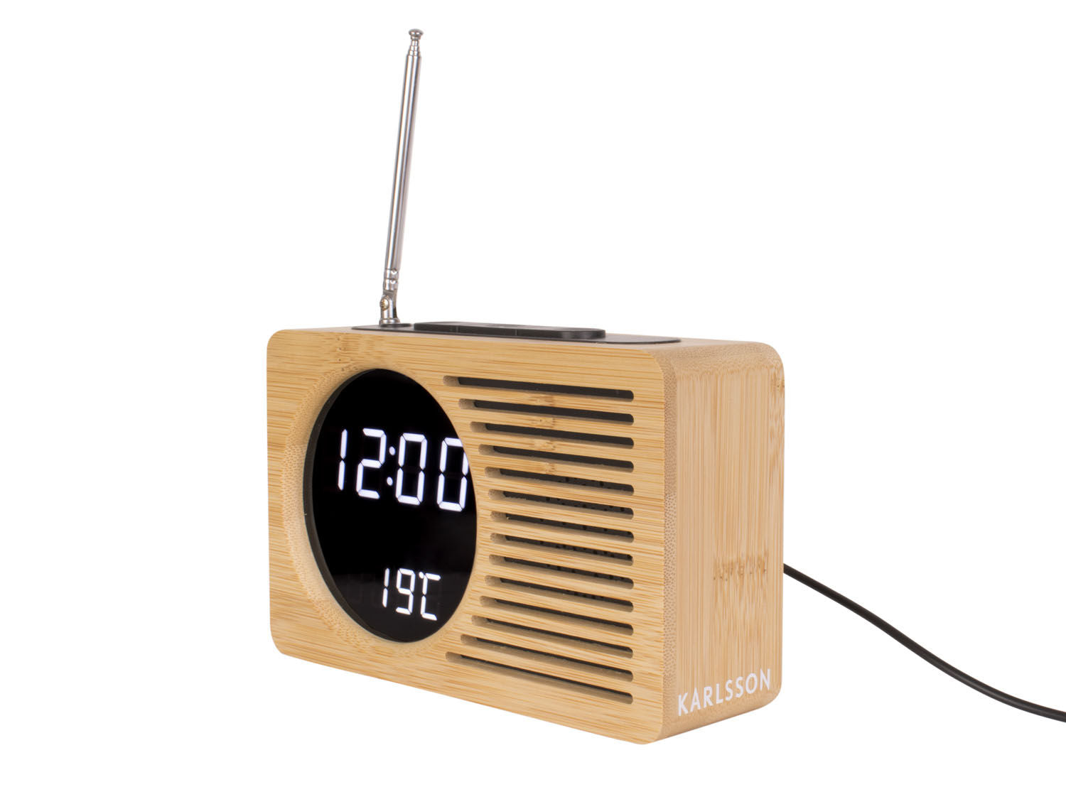 Karlsson Vækkeur Retro Radio bambus