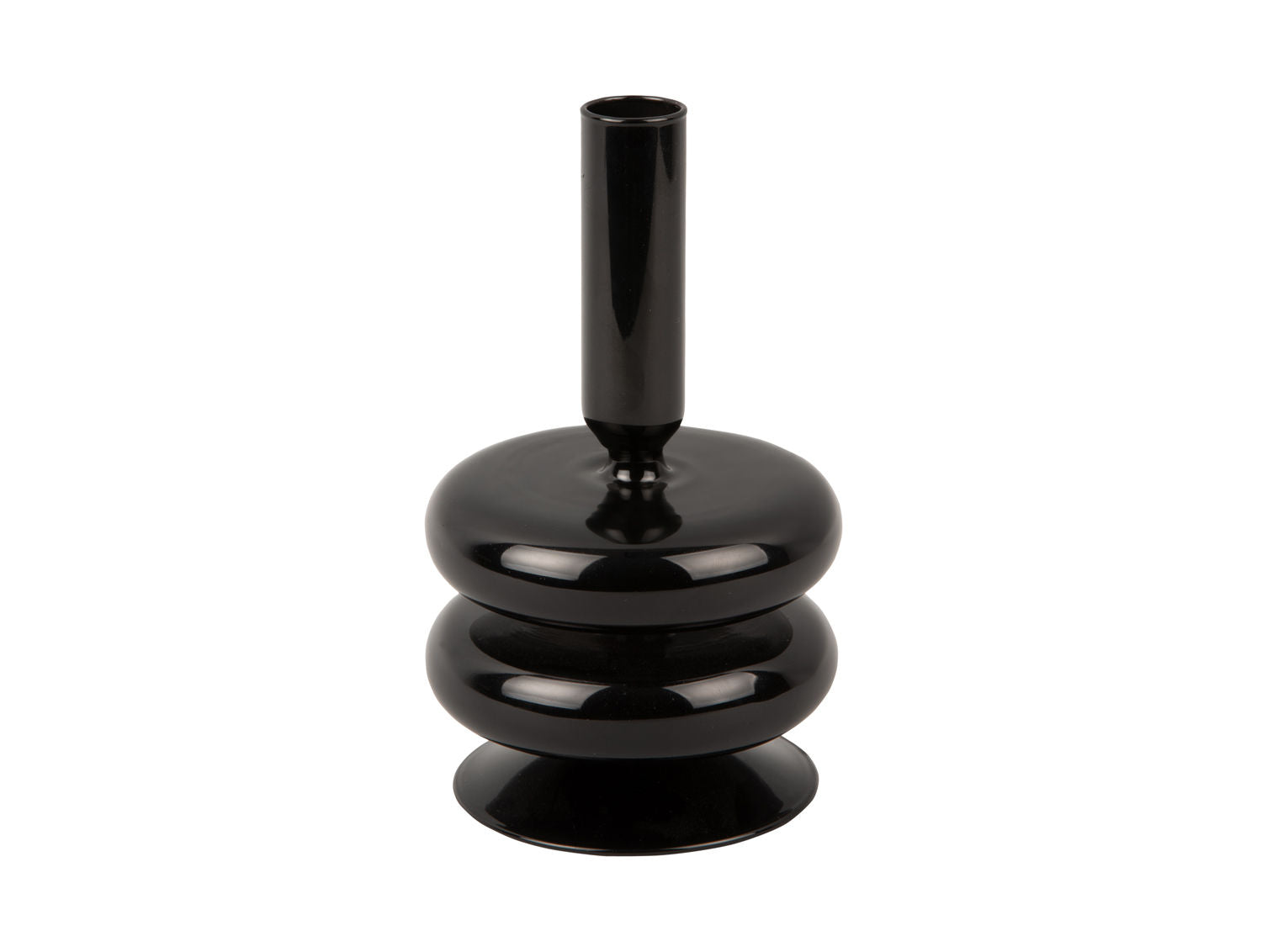 nutid Lysestage Sparkle Double Ring glas sort