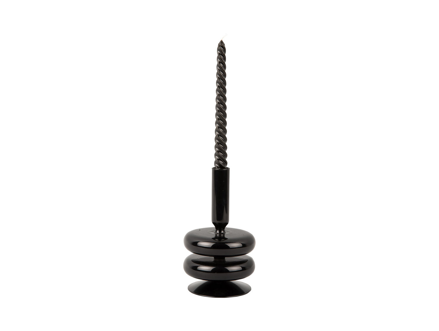 nutid Lysestage Sparkle Double Ring glas sort