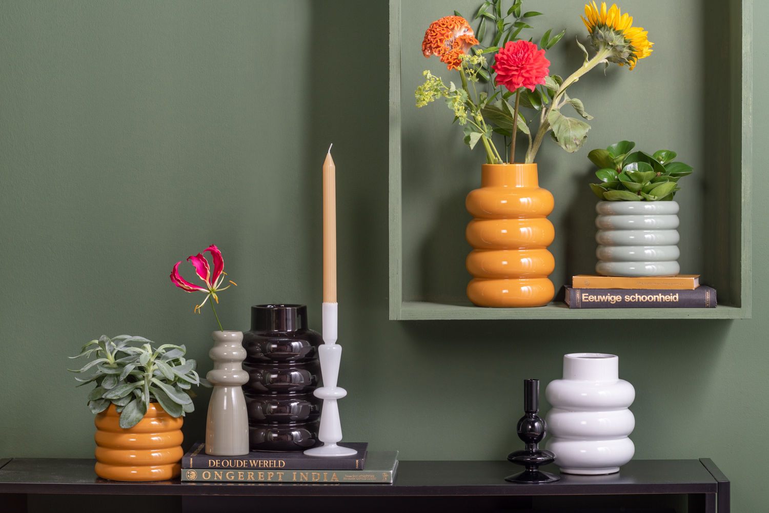 nutid Lysestage Sparkle Tall glas hvid