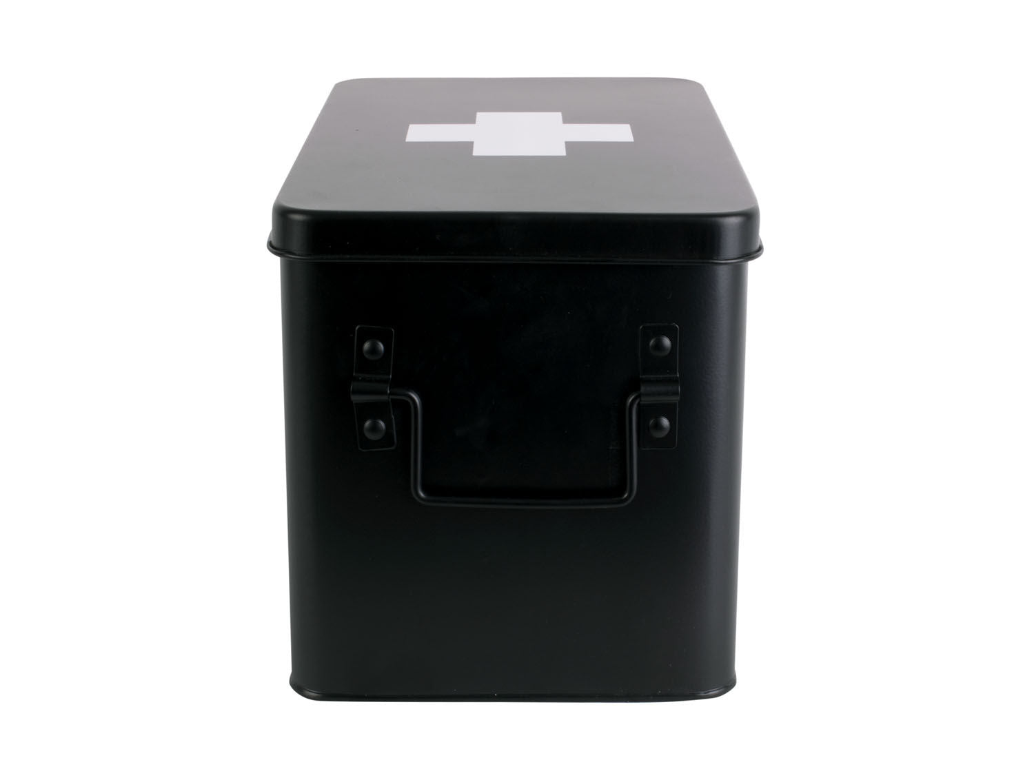 nutid Medicin opbevaringsboks stor metal mat sort