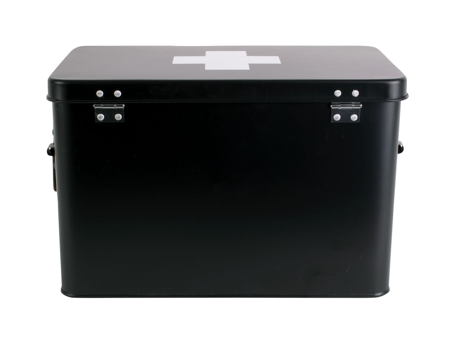 nutid Medicin opbevaringsboks stor metal mat sort