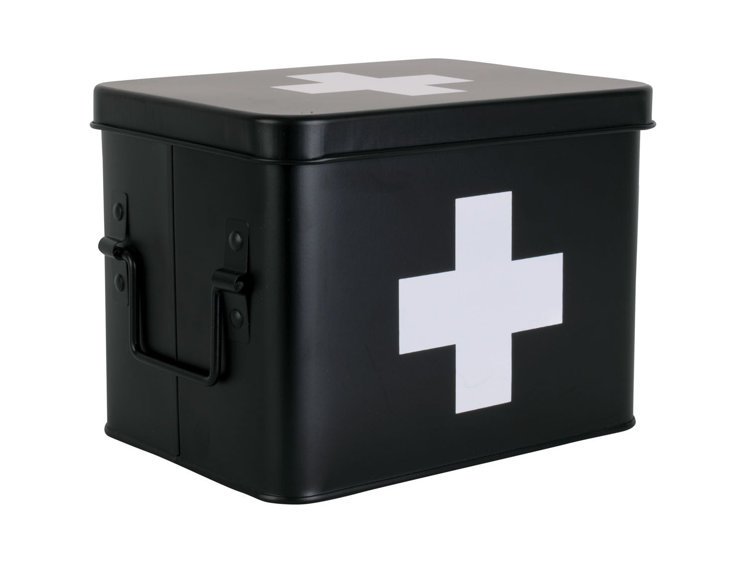 nutid Medicin opbevaringsboks medium metal mat sort
