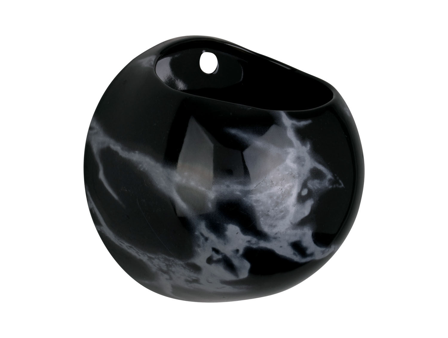nutid Vægplantepotte Globe marmorprint sort