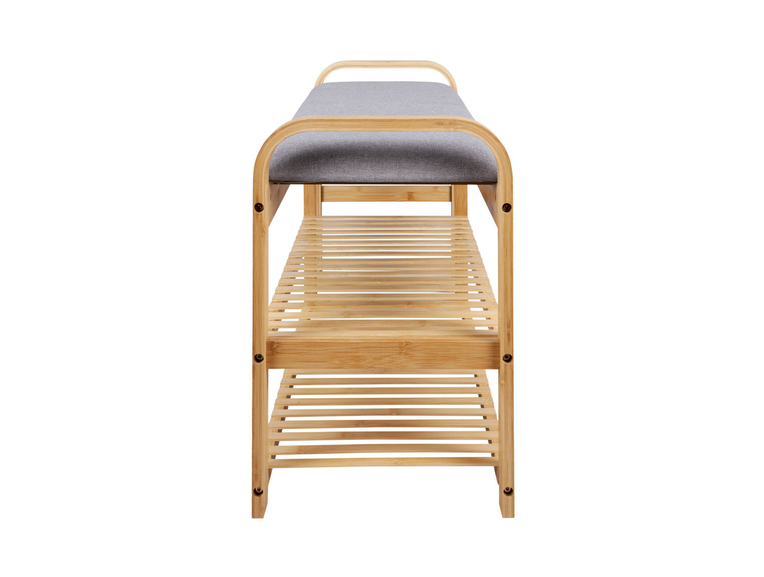 Leitmotiv bænk bue dobbelthylde bambus m. gråt stof