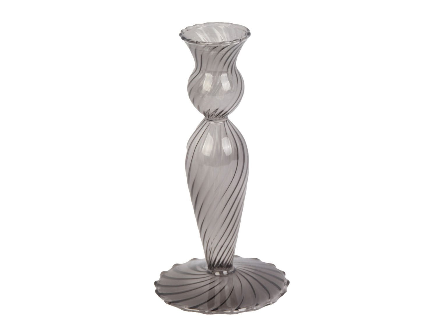 nutid Lysestage Swirl glas sort