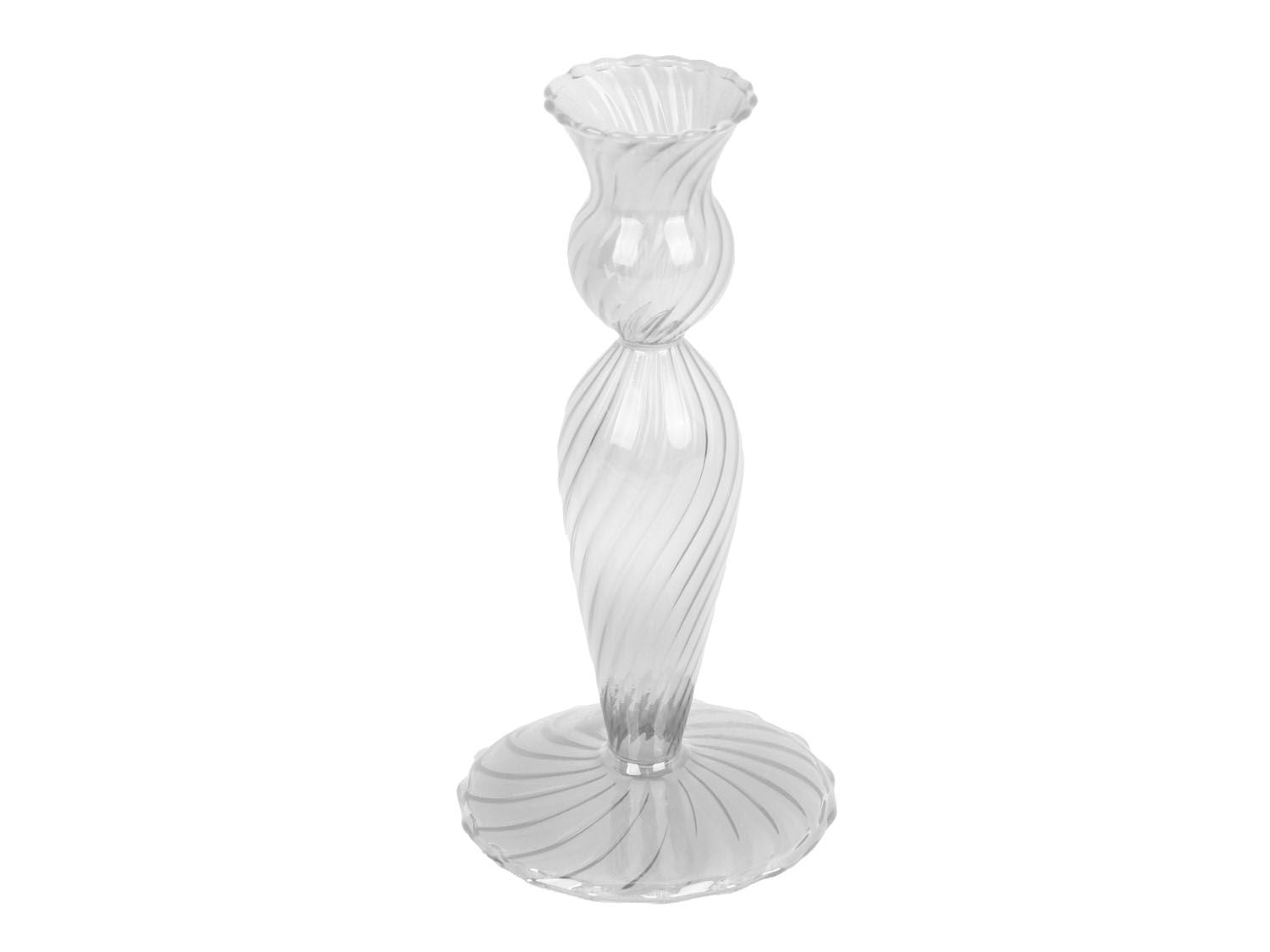 nutid Lysestage Swirl glas klar