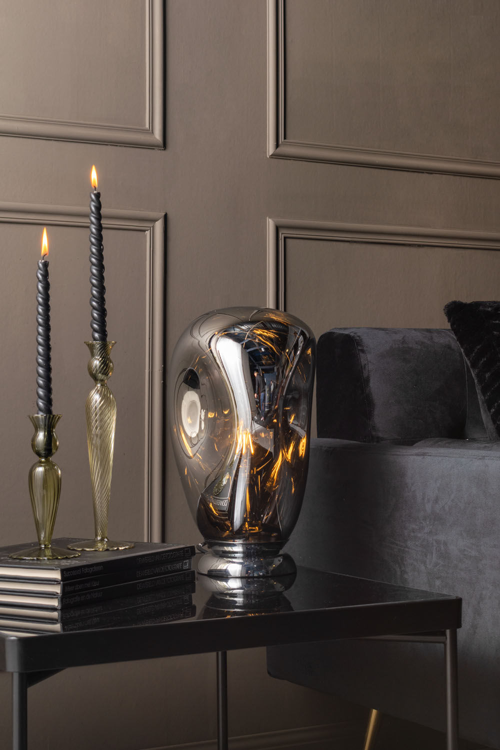 nutid Lysestage Swirl glas mosgrøn