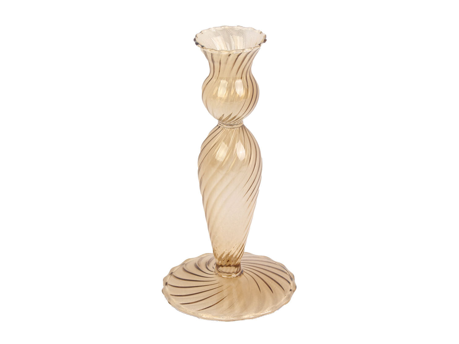 nutid Lysestage Swirl glas sandbrun