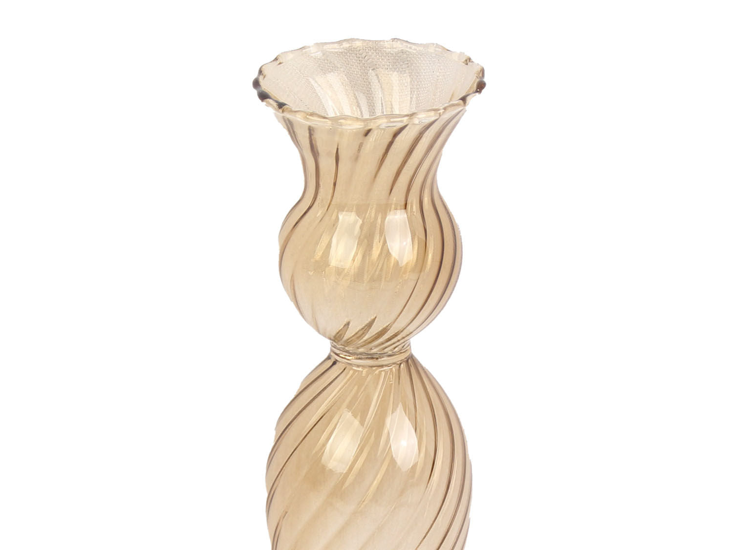 nutid Lysestage Swirl glas sandbrun