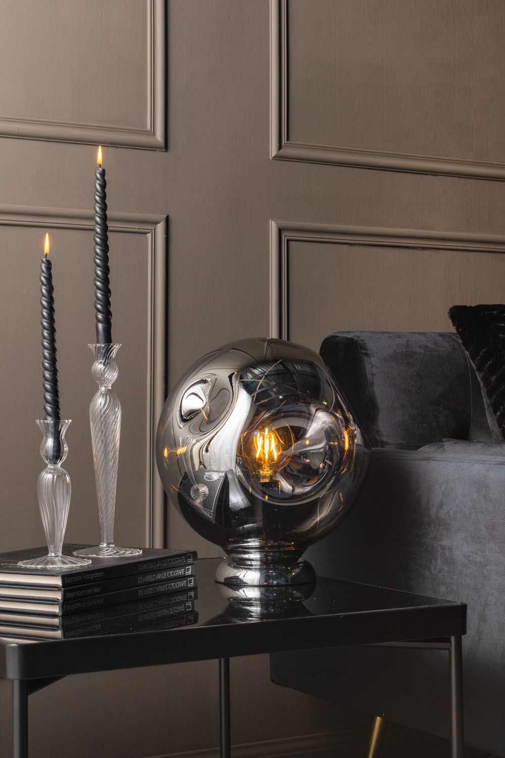 Present Time Lysestage Swirl glas klar stor