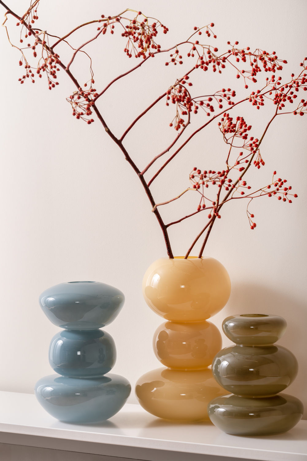 nutid Vase Bubbles glas stor blød gul