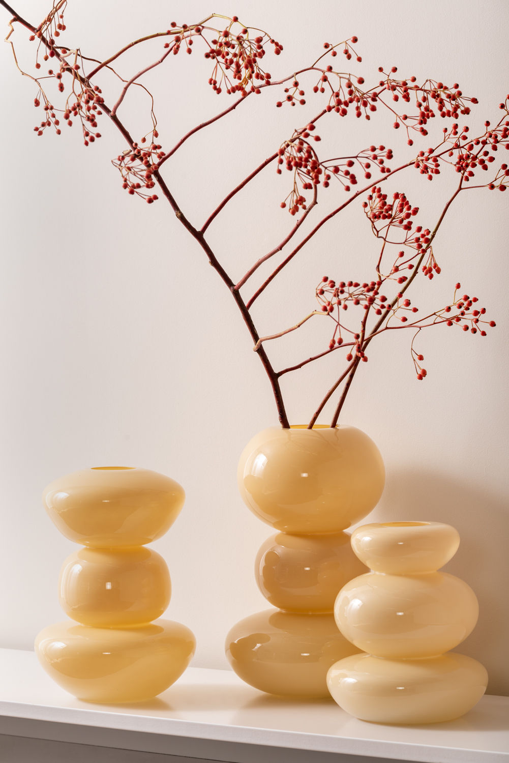 nutid Vase Bubbles glas stor blød gul