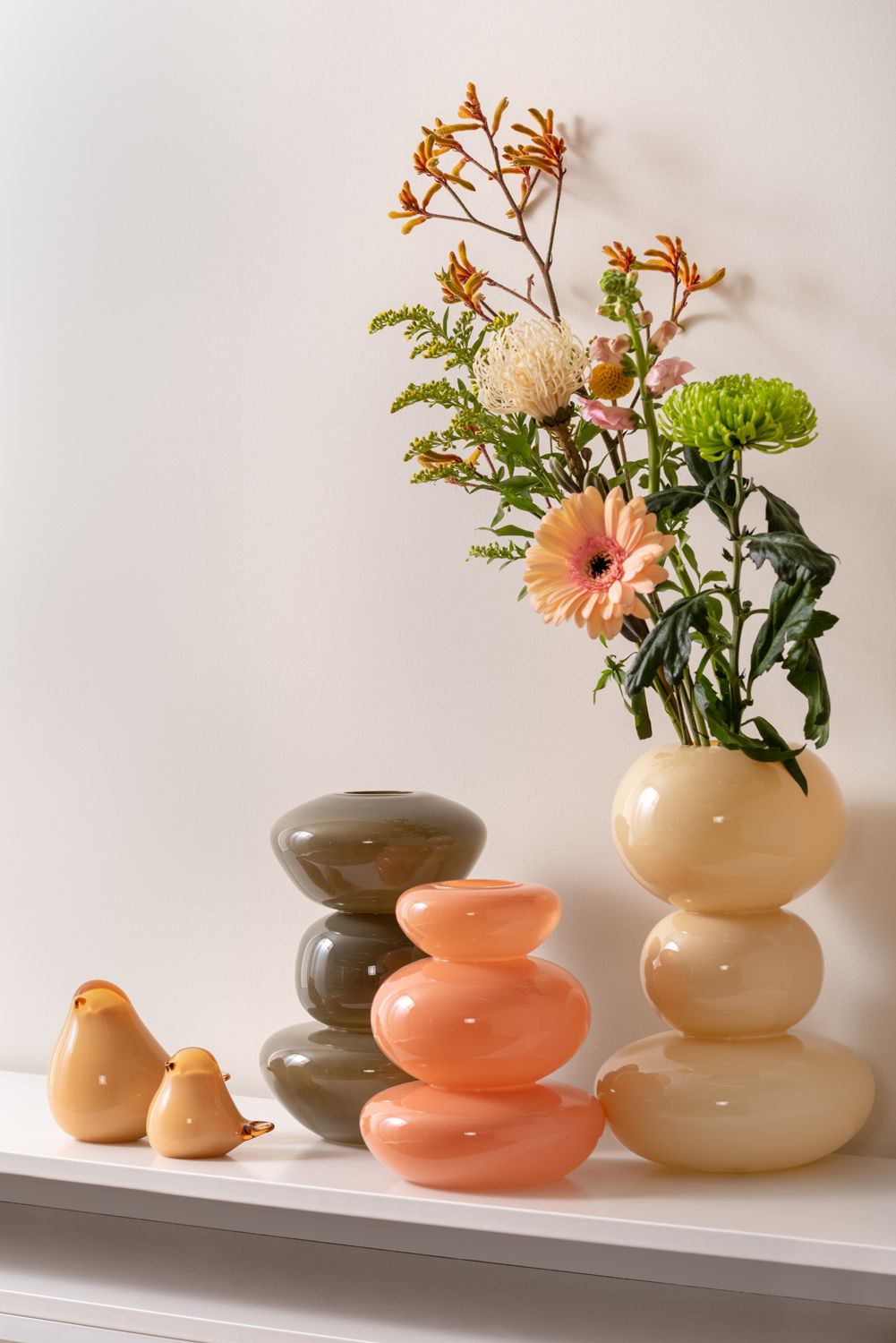 nutid Vase Bubbles glas stor blød gul