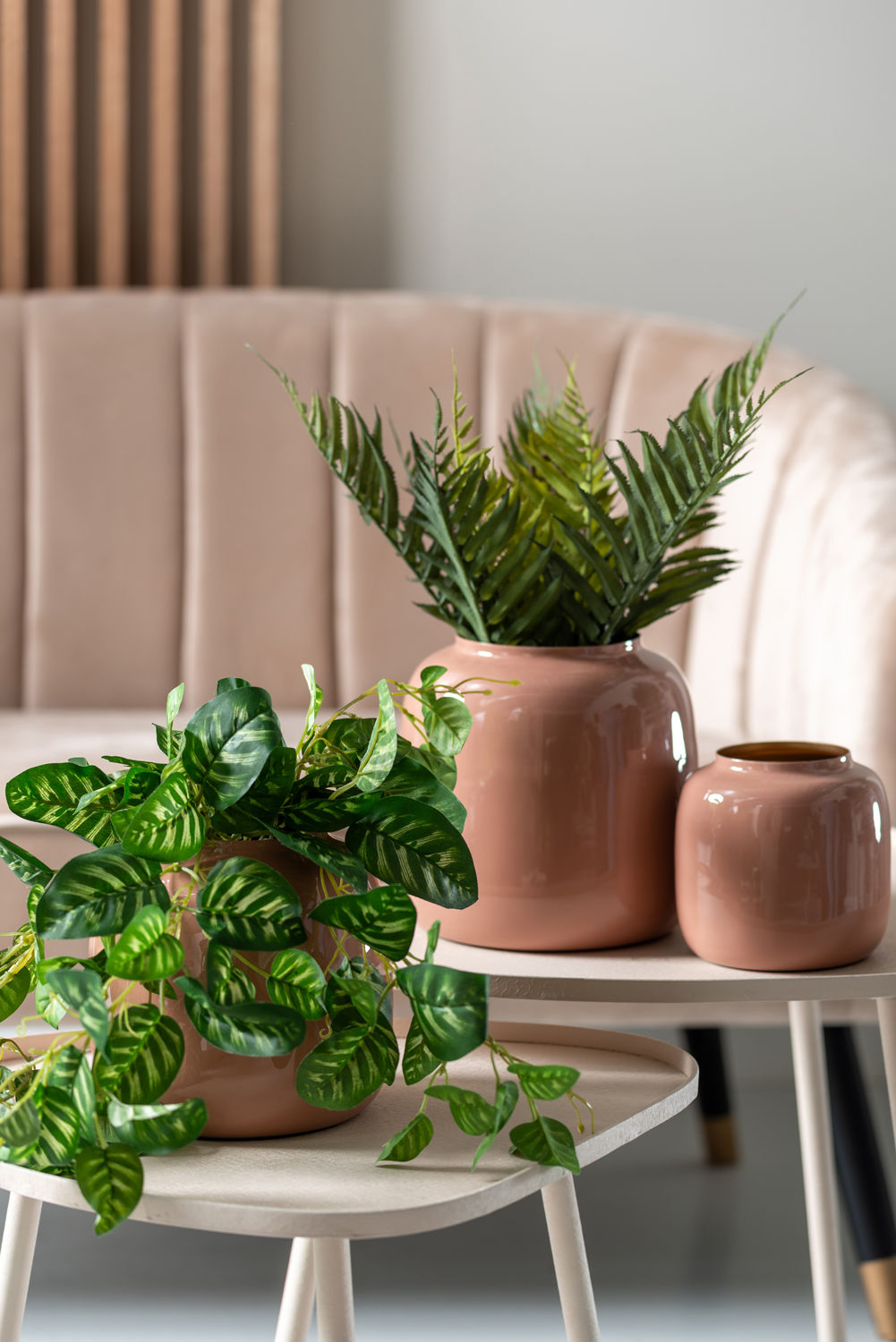 nutid Vase Ivy stor jernemalje falmet pink