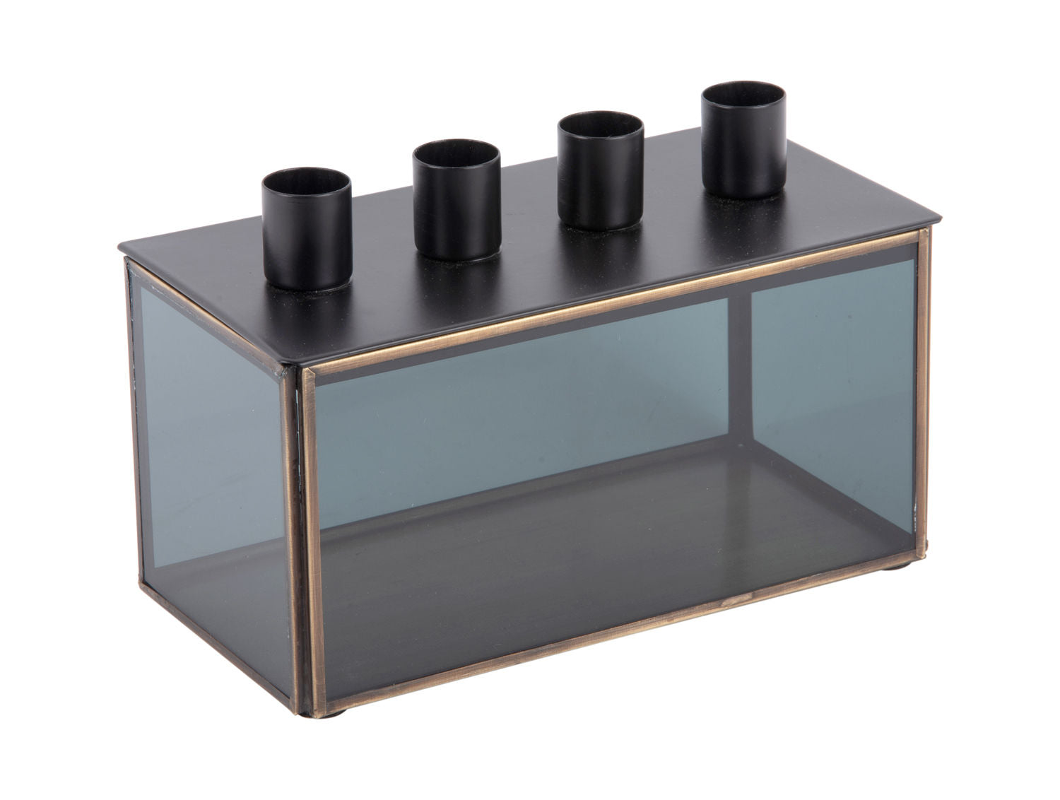 nutid Lysestage Boxed rektangel glas sort