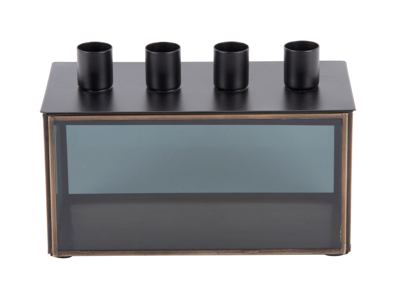 nutid Lysestage Boxed rektangel glas sort