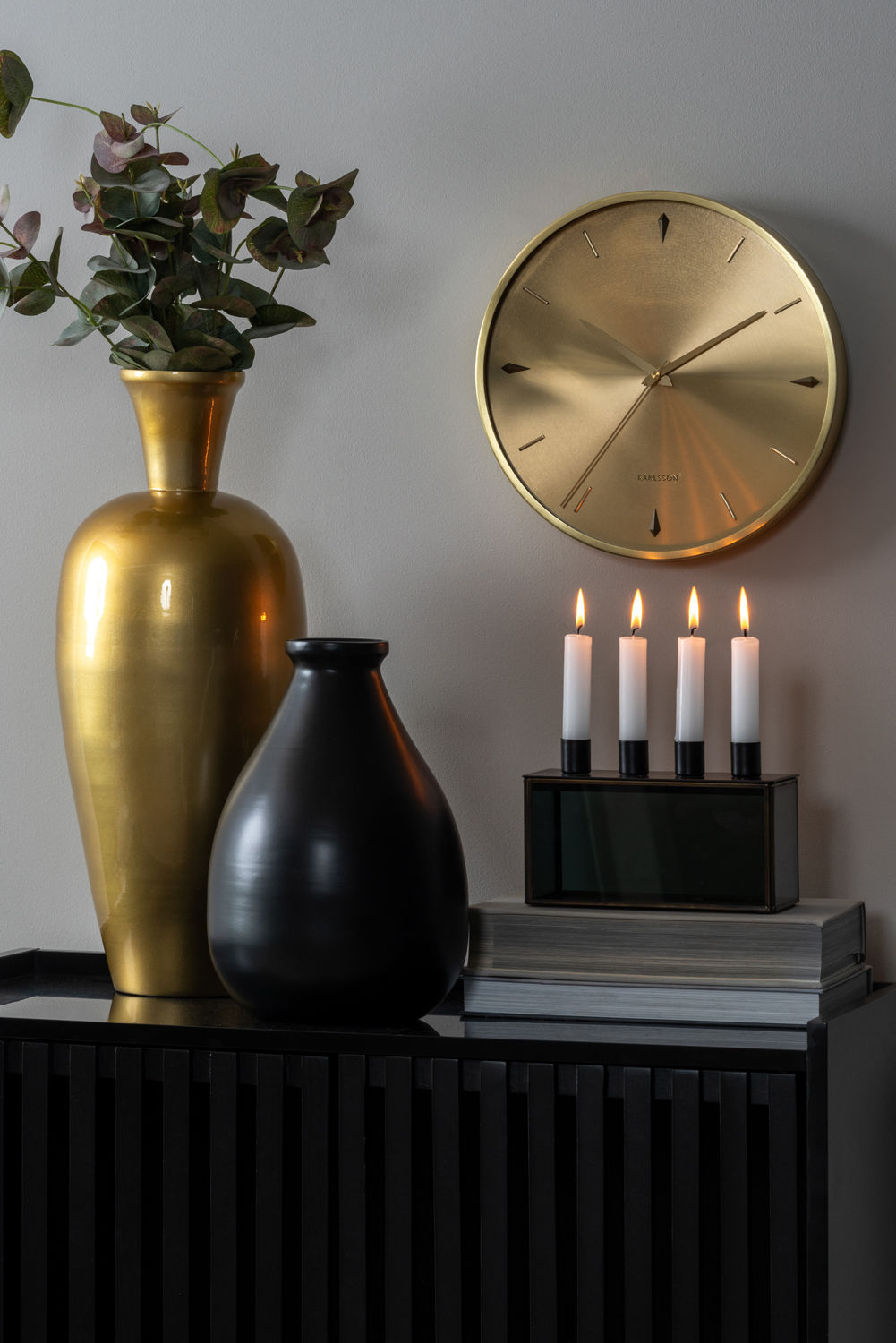 nutid Lysestage Boxed rektangel glas sort