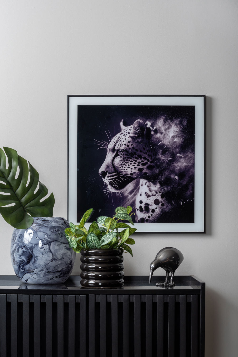 nutid Fotokunst Leopardglas sort/hvid