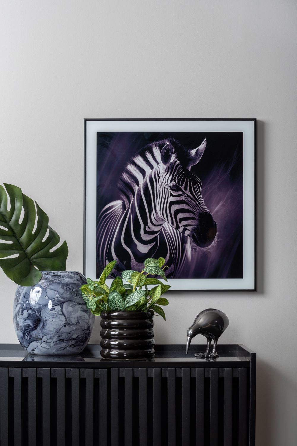 nutid Fotokunst Zebra glas sort/hvid