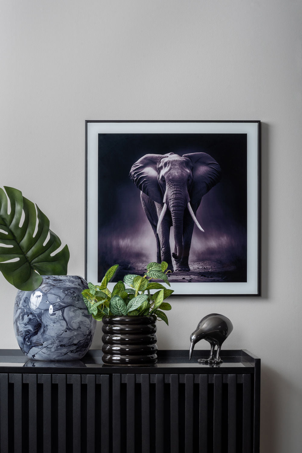 nutid Fotokunst Elefantglas sort/hvid