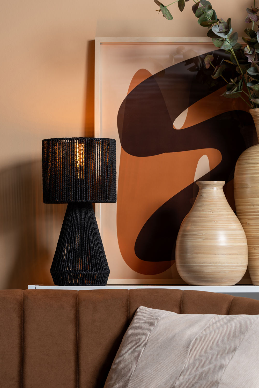 Leitmotiv Bordlampe Forma kegle papirreb sort