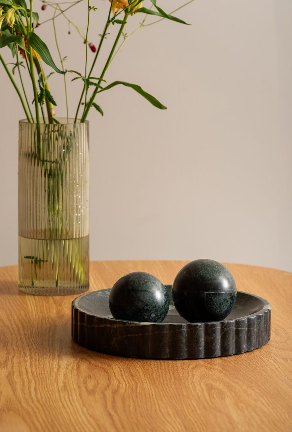 nuværende tid Statue Ball lille marmor mørkegrøn