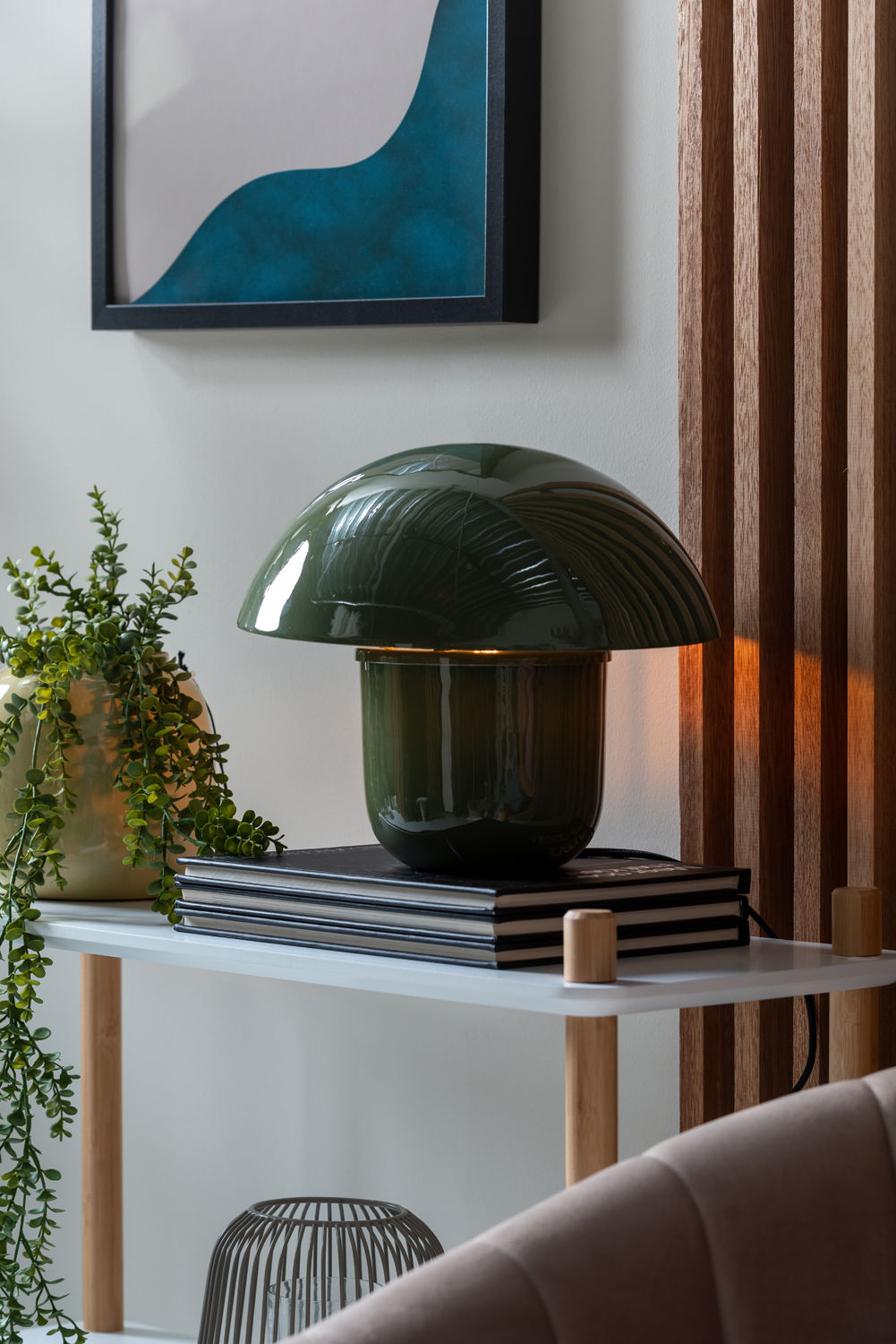 Leitmotiv Bordlampe Fat Mushroom emalje jungle green
