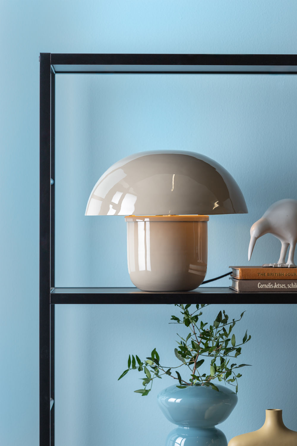 Leitmotiv Bordlampe Fat Mushroom emalje varm grå