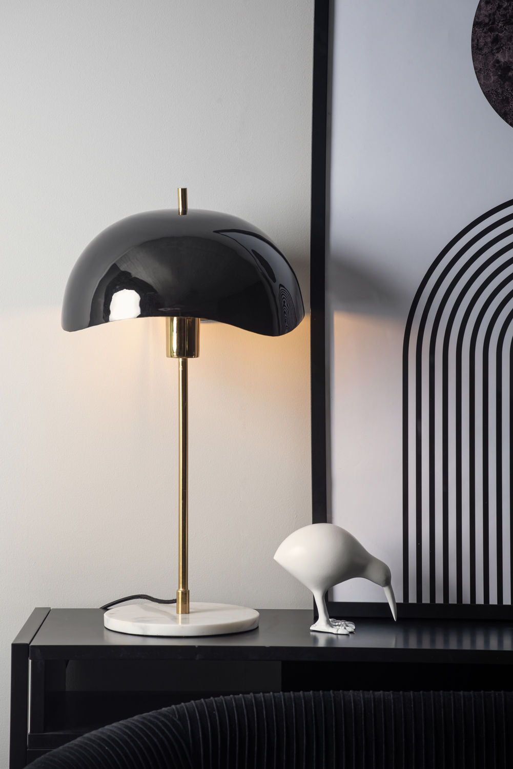 Leitmotiv Bordlampe Waved Dome emalje sort