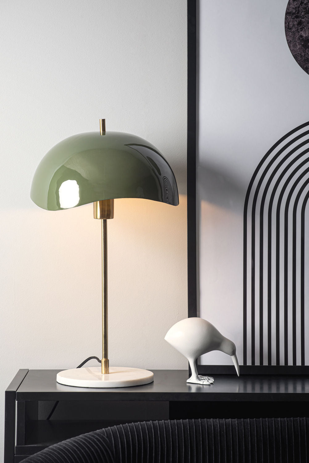 Leitmotiv Bordlampe Waved Dome emalje junglegrøn
