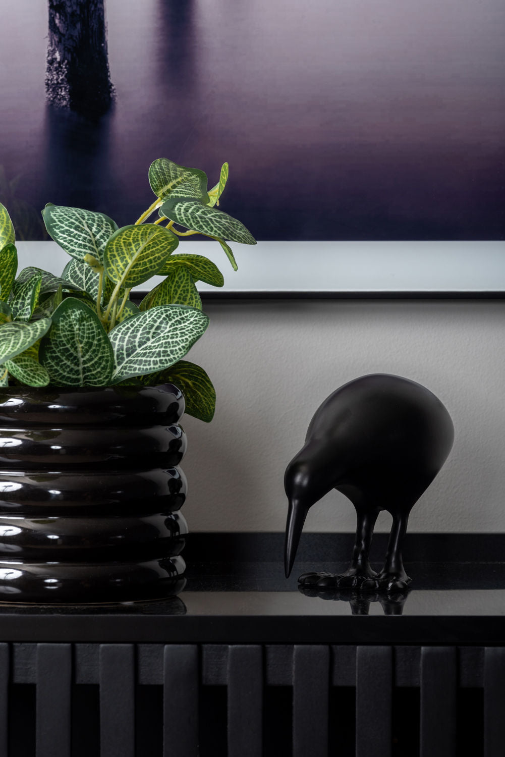 nuværende Statue Kiwi Bird metal mat sort