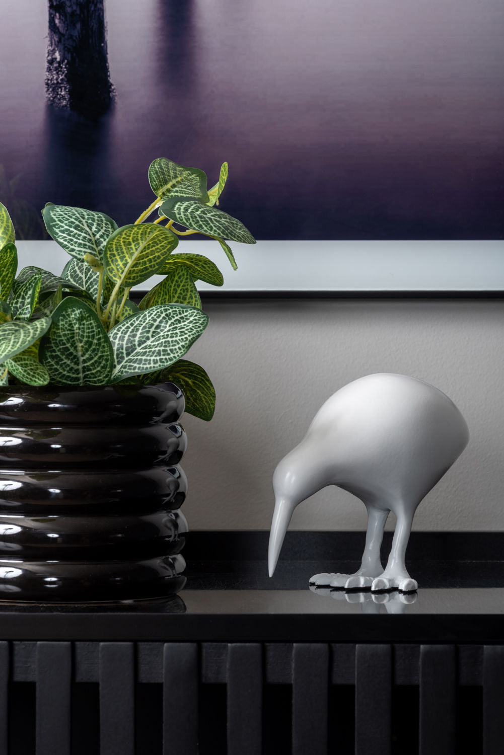 nuværende Statue Kiwi Bird metal mat hvid