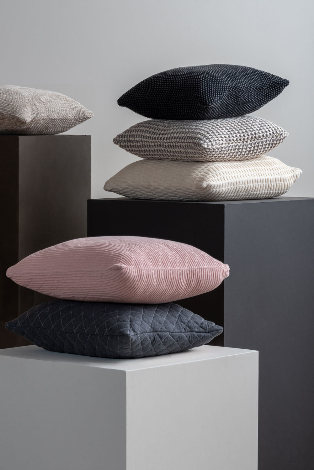 nutid Cushion Zigzag strikket bomuld blød pink