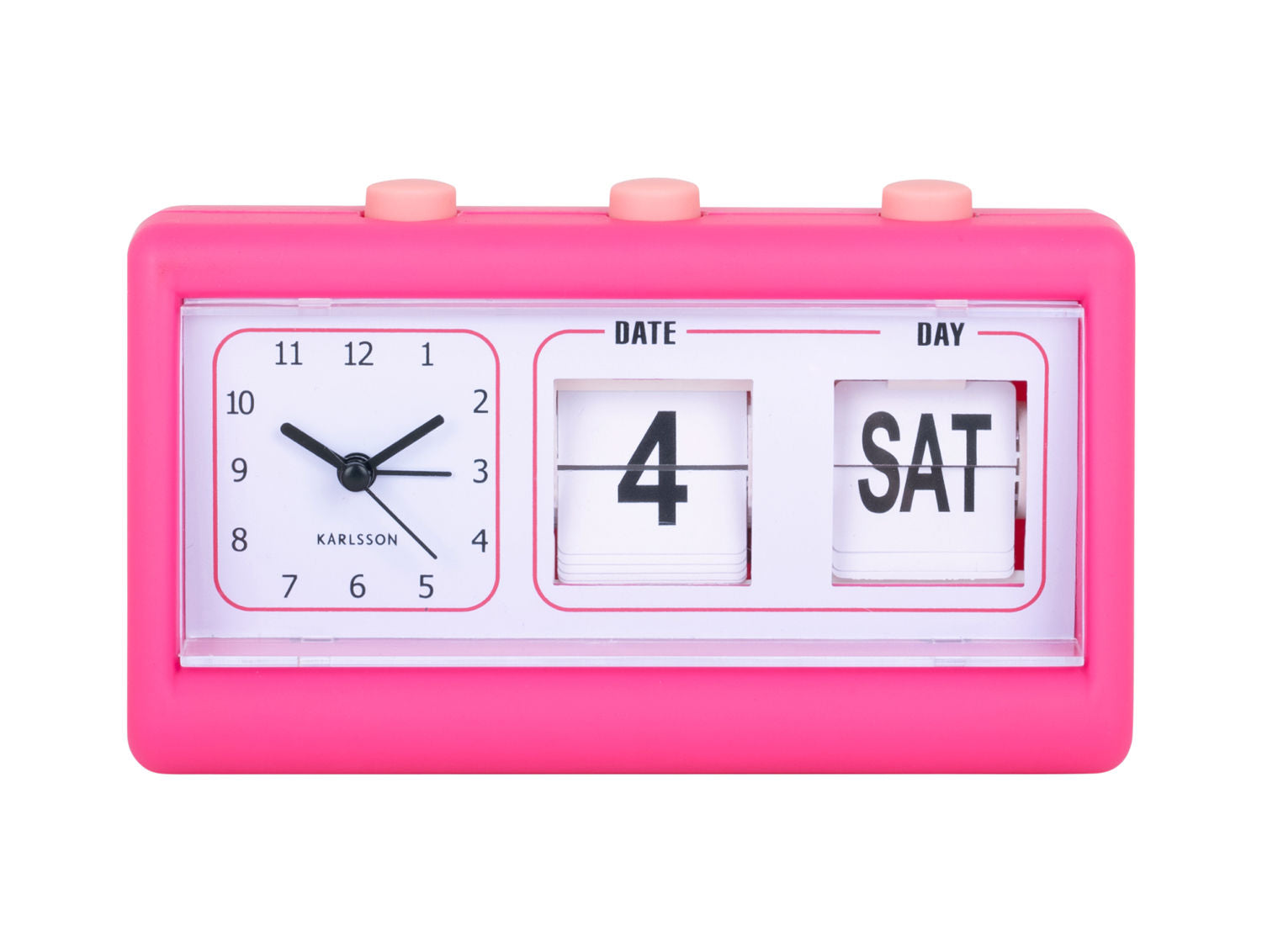 Karlsson Vækkeur Data Flip gummieret lys pink
