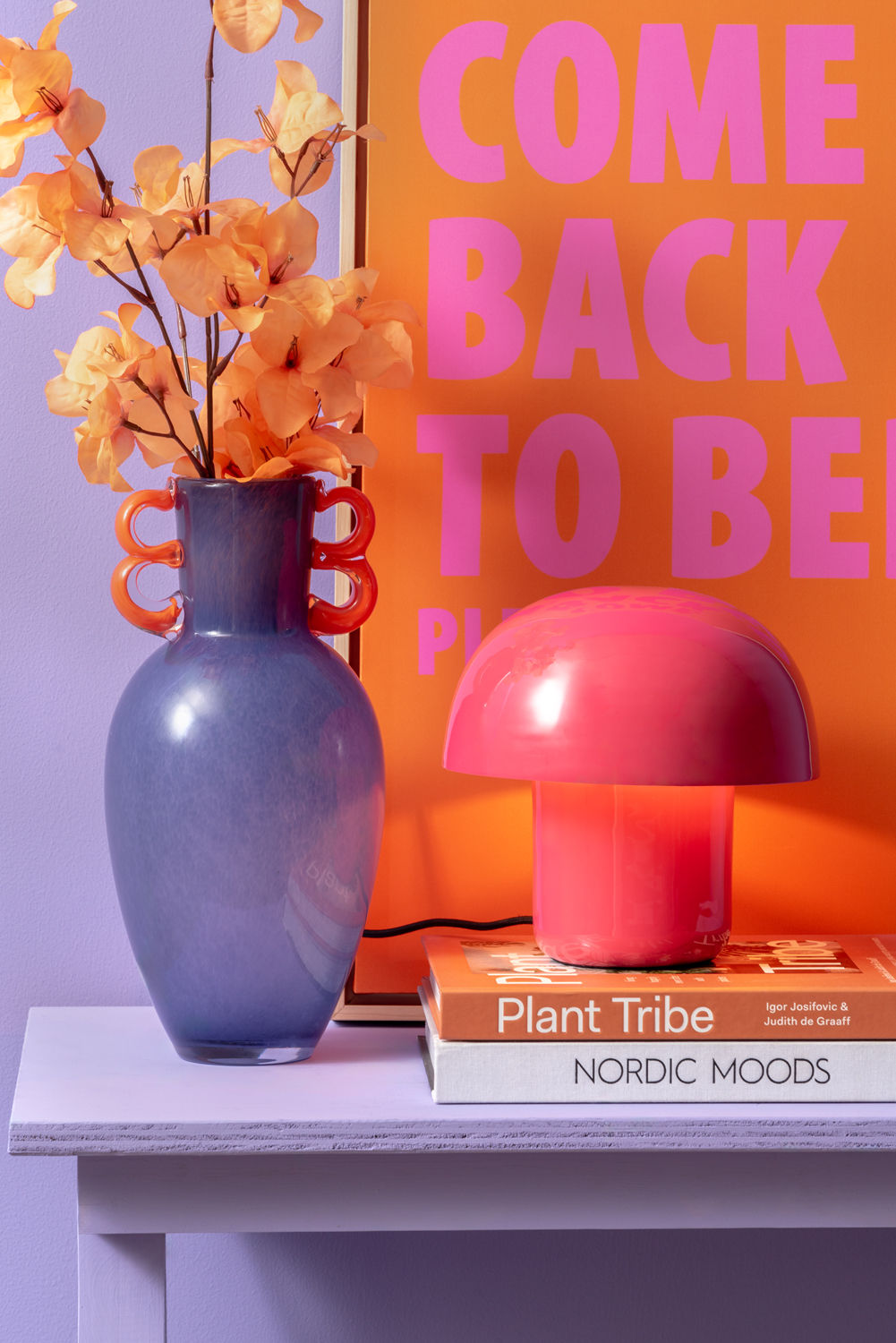 Leitmotiv Bordlampe Fat Mushroom Mini emalje lys pink