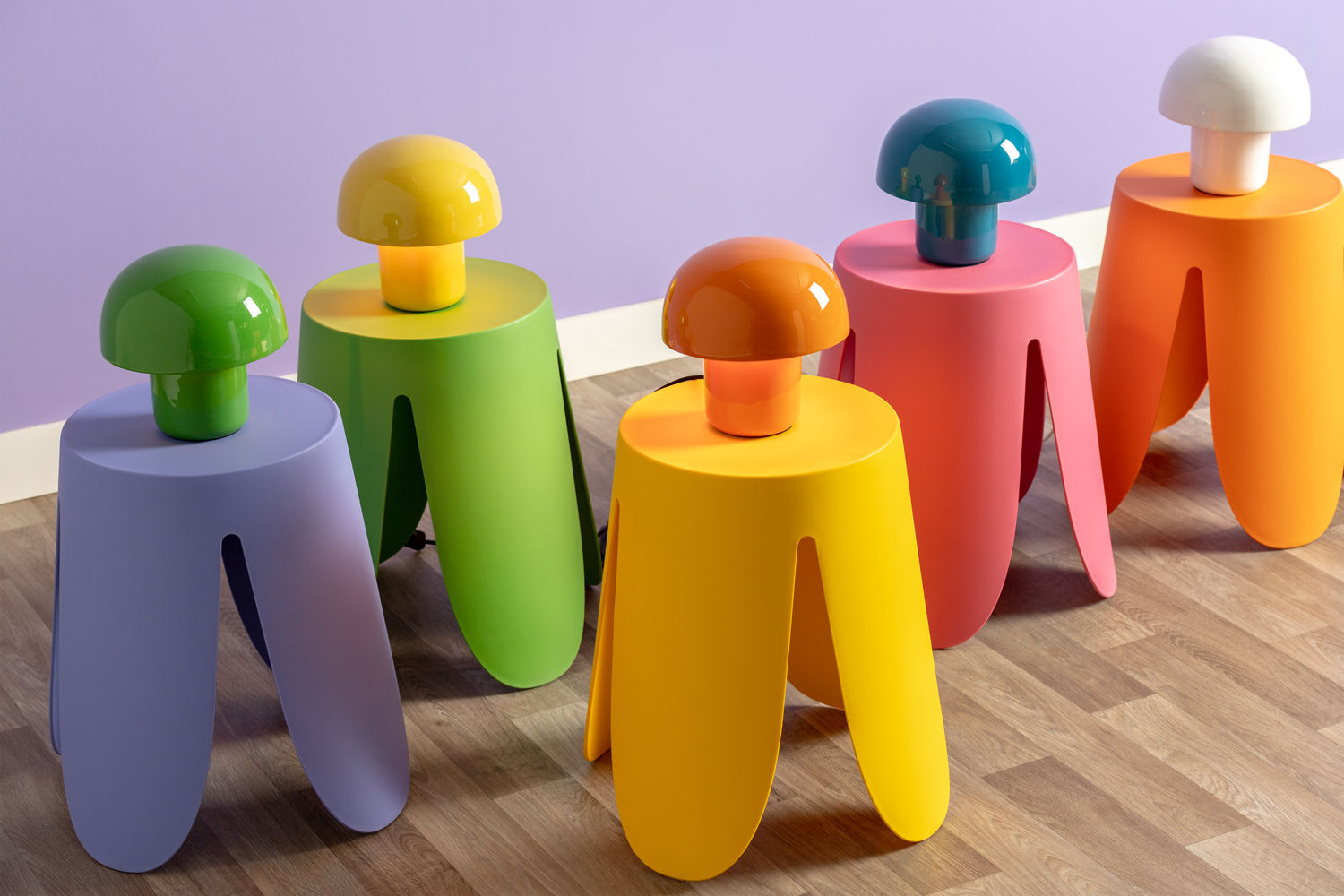 Leitmotiv Bordlampe Fat Mushroom Mini emalje lys gul