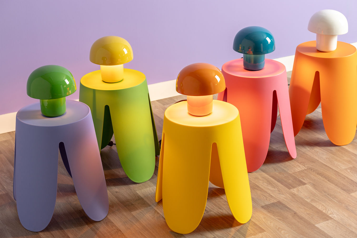 Leitmotiv Bordlampe Fat Mushroom Mini emalje lys gul