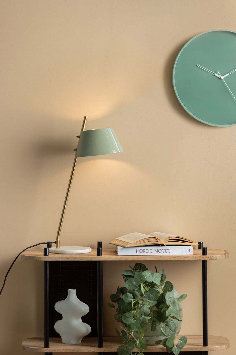 Leitmotiv Bordlampe Savvy emaljegrå jade